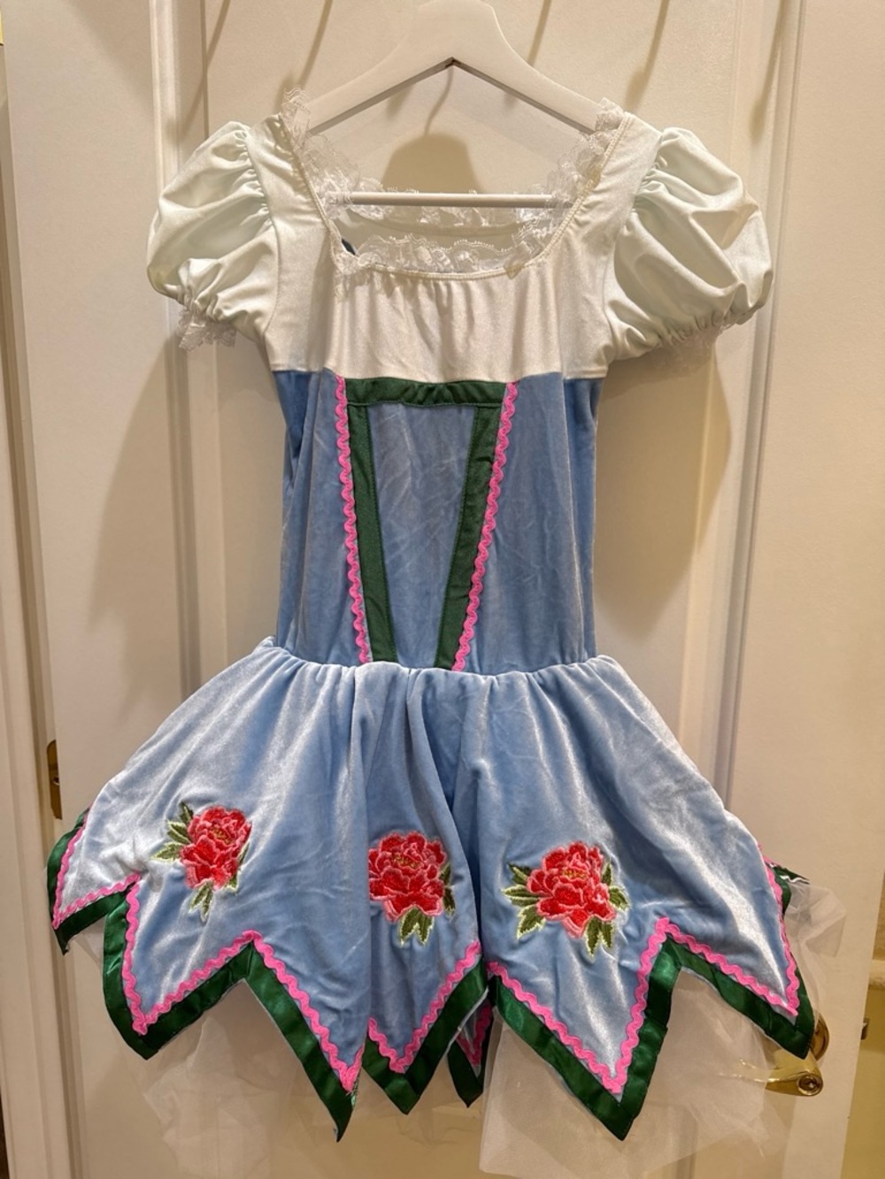 Light Blue Floral Theater Princess Dress for Kids